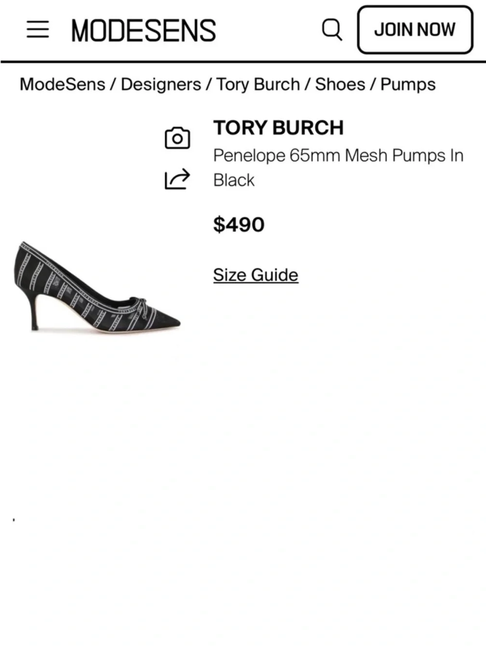 EUC Tory Burch Penelope Mesh Logo Pumps Black White Size 8.5 Retail $490.00